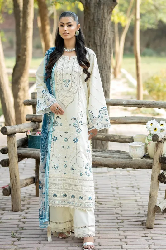 Imrozia Premium Subah e Roshan White Organza – view 1 – Poshaq