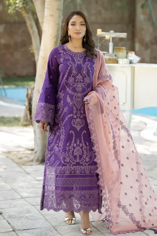 Imrozia Premium Subah e Roshan Purple Organza – view 1 – Poshaq