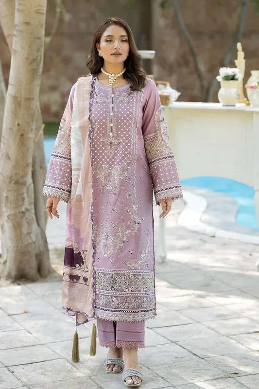 Imrozia Premium Subah e Roshan Lilac Organza – view 1 – Poshaq
