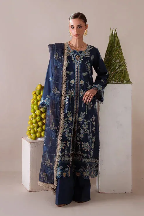 Aabyaan Miraal Signature Embroidered Viscose 25 Navy Blue Jacquard – view 1 – Poshaq
