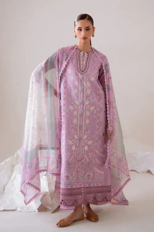 Aabyaan Miraal Signature Embroidered Viscose 25 Lilac Chiffon – view 1 – Poshaq