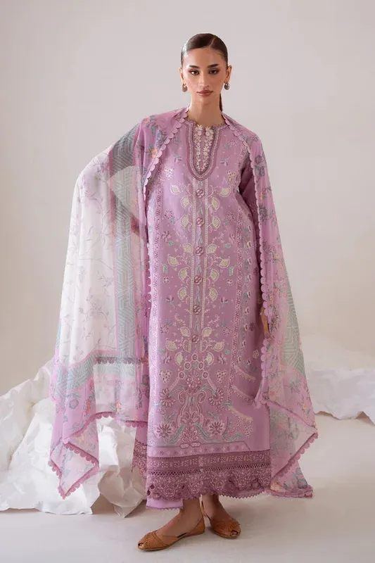 Aabyaan Miraal Signature Embroidered Viscose 25 Pink Chiffon – view 1 – Poshaq