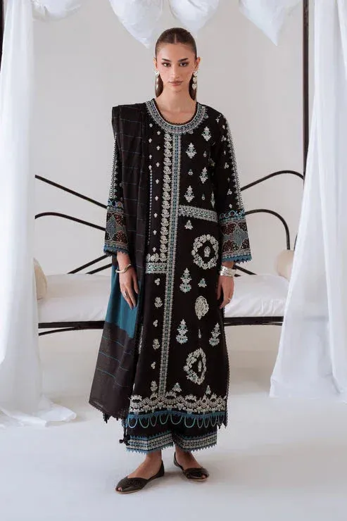 Aabyaan Miraal Signature Embroidered Viscose 25 Black Jacquard – view 1 – Poshaq