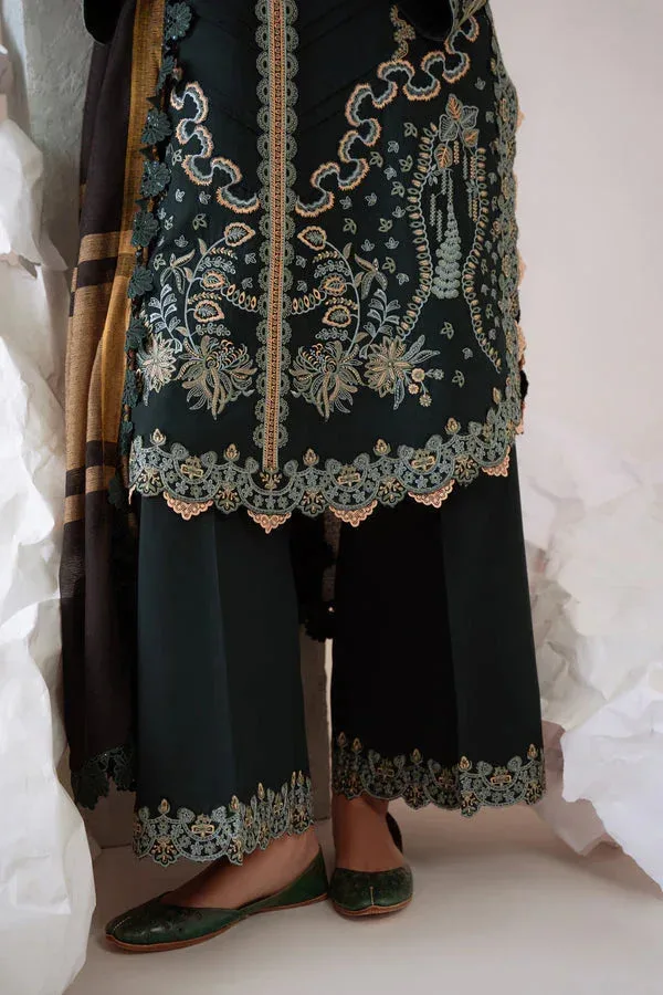 Aabyaan Miraal Signature Embroidered Viscose 25 Midnight Green Jacquard – view 4 – Poshaq