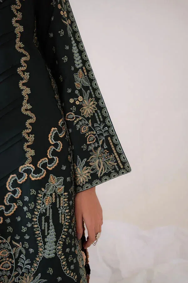 Aabyaan Miraal Signature Embroidered Viscose 25 Midnight Green Jacquard – view 5 – Poshaq