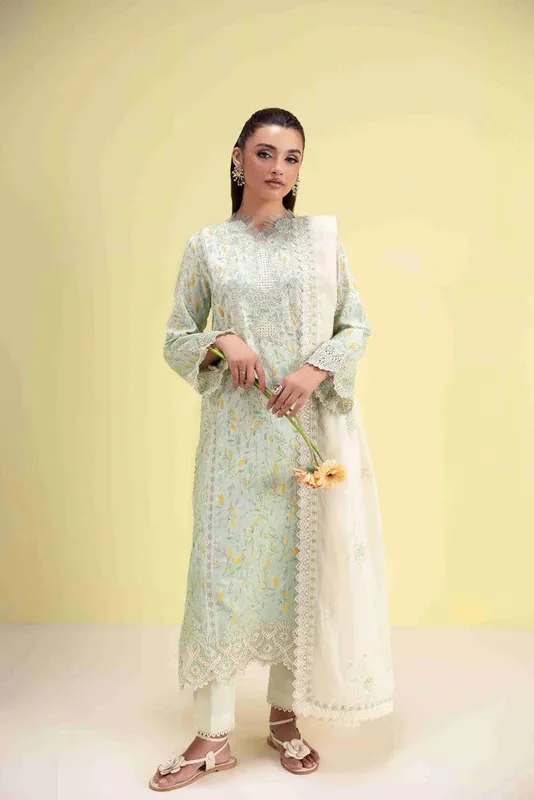 Aabyaan Eid Pret 25 Pastel Mint Cotton Silk – view 1 – Poshaq