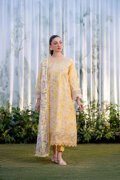 Aabyaan Shezlin Chikankari Ramadan Edit 25 Pale Yellow Lawn – view 1 – Poshaq