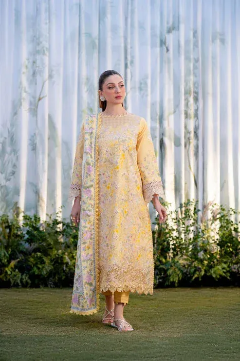 Aabyaan Shezlin Chikankari Ramadan Edit 25 Pale Yellow Lawn – view 1 – Poshaq