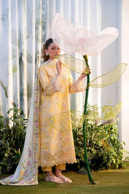 Aabyaan Shezlin Chikankari Ramadan Edit 25 Pale Yellow Lawn – view 5 – Poshaq