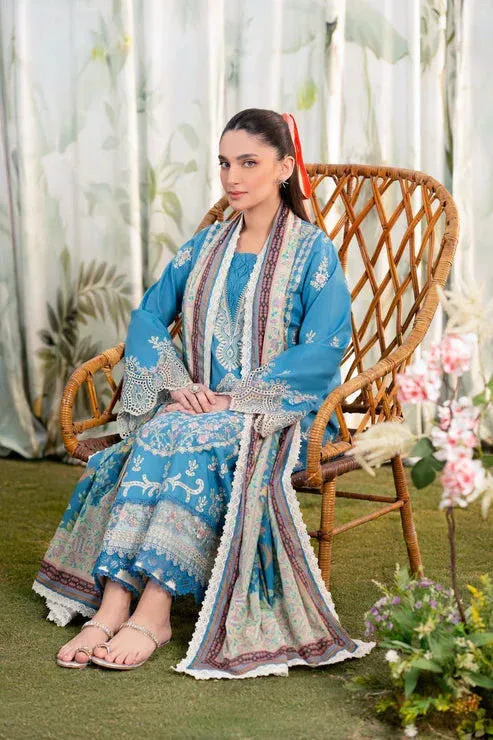 Aabyaan Shezlin Chikankari Ramadan Edit 25 Teal Lawn – view 4 – Poshaq