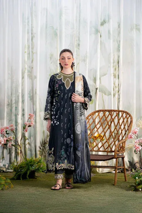 Aabyaan Shezlin Chikankari Ramadan Edit 25 Navy Blue Silk – view 1 – Poshaq