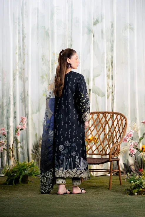 Aabyaan Shezlin Chikankari Ramadan Edit 25 Navy Blue Silk – view 2 – Poshaq