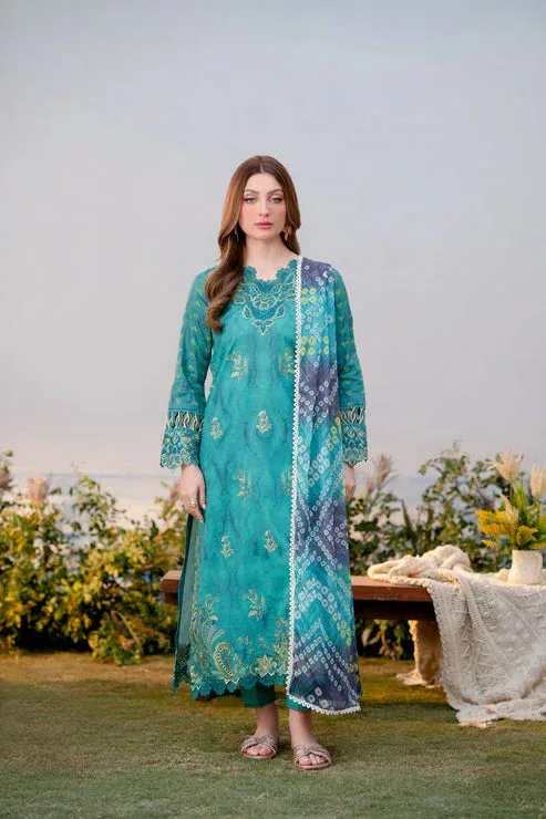 Aabyaan Shezlin Chikankari Ramadan Edit 25 Teal Chiffon – view 1 – Poshaq