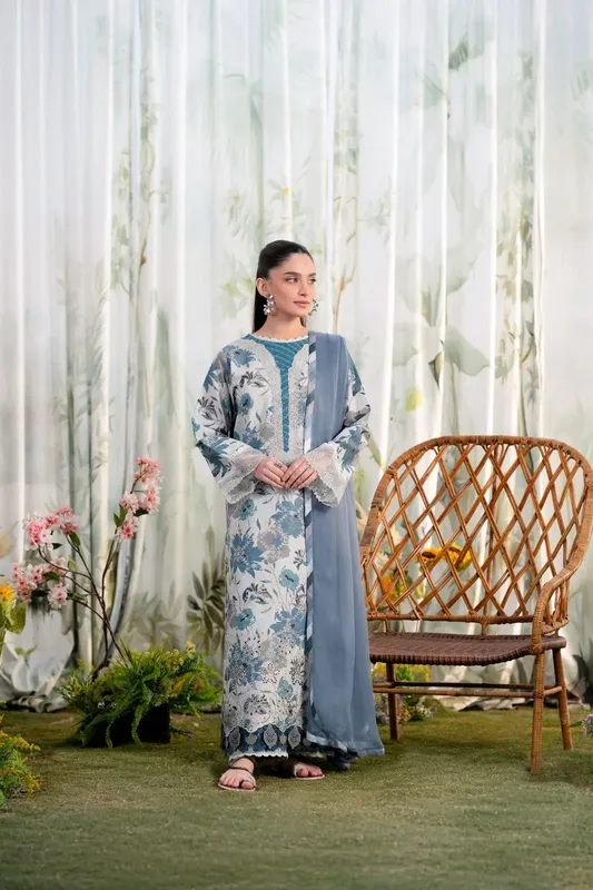 Aabyaan Shezlin Chikankari Ramadan Edit 25 Off White Chiffon – view 1 – Poshaq