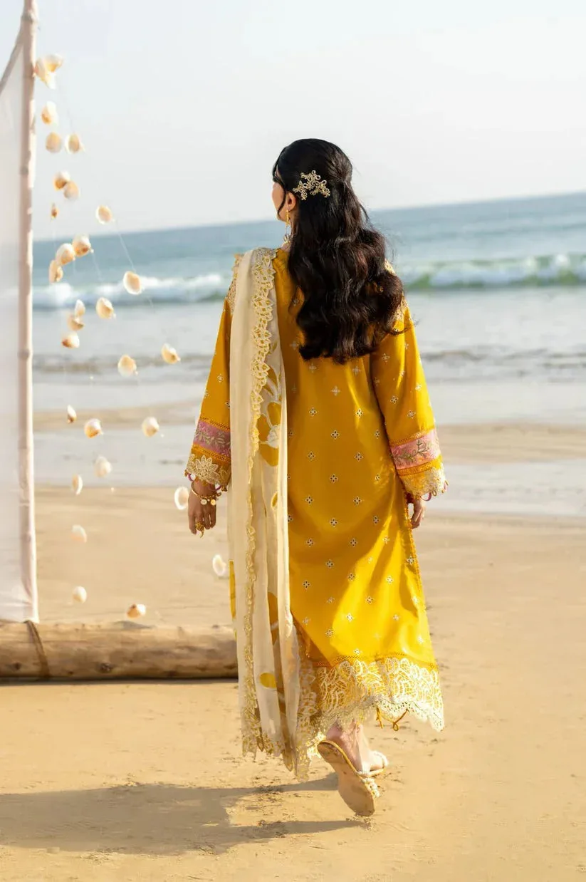 Aabyaan Saagar Luxury Lawn 25 Mustard Yellow Lawn – view 2 – Poshaq
