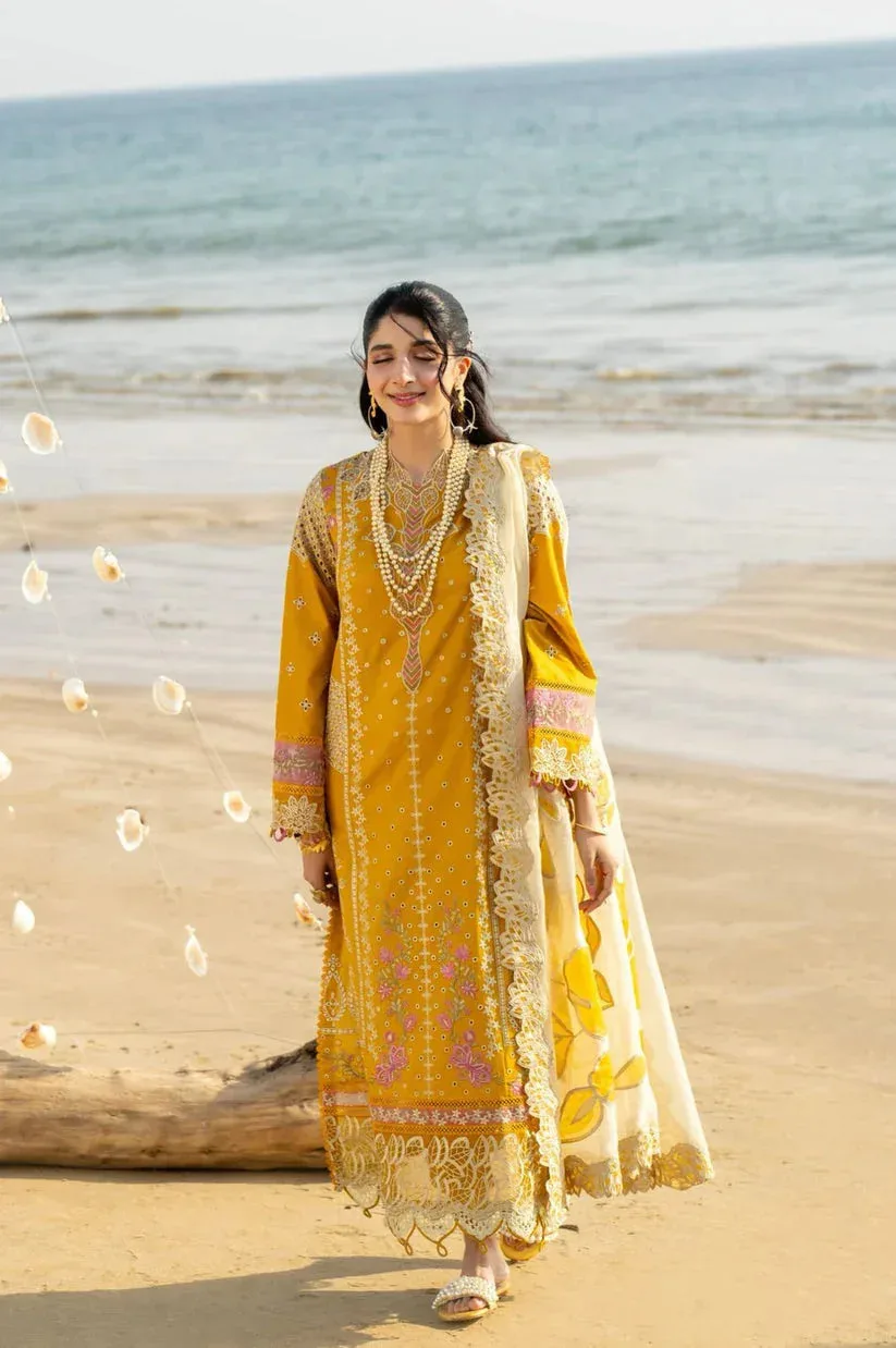 Aabyaan Saagar Luxury Lawn 25 Mustard Yellow Lawn – view 3 – Poshaq