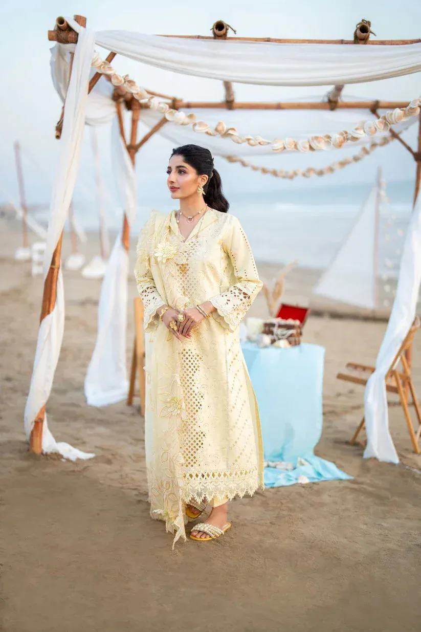 Aabyaan Saagar Luxury Lawn 25 Cream Jacquard – view 1 – Poshaq