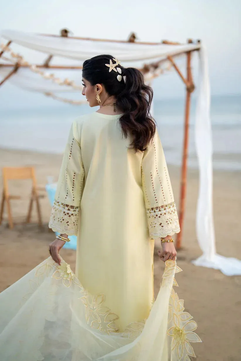 Aabyaan Saagar Luxury Lawn 25 Cream Jacquard – view 2 – Poshaq