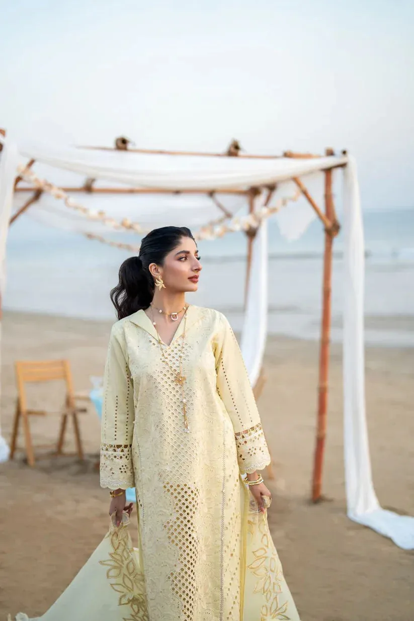 Aabyaan Saagar Luxury Lawn 25 Cream Jacquard – view 4 – Poshaq
