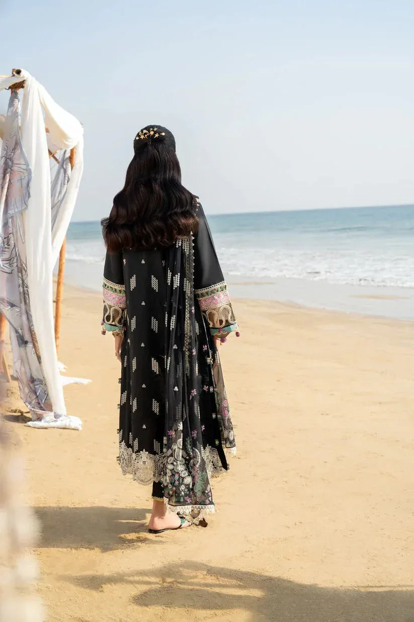 Aabyaan Saagar Luxury Lawn 25 Black Chiffon – view 2 – Poshaq