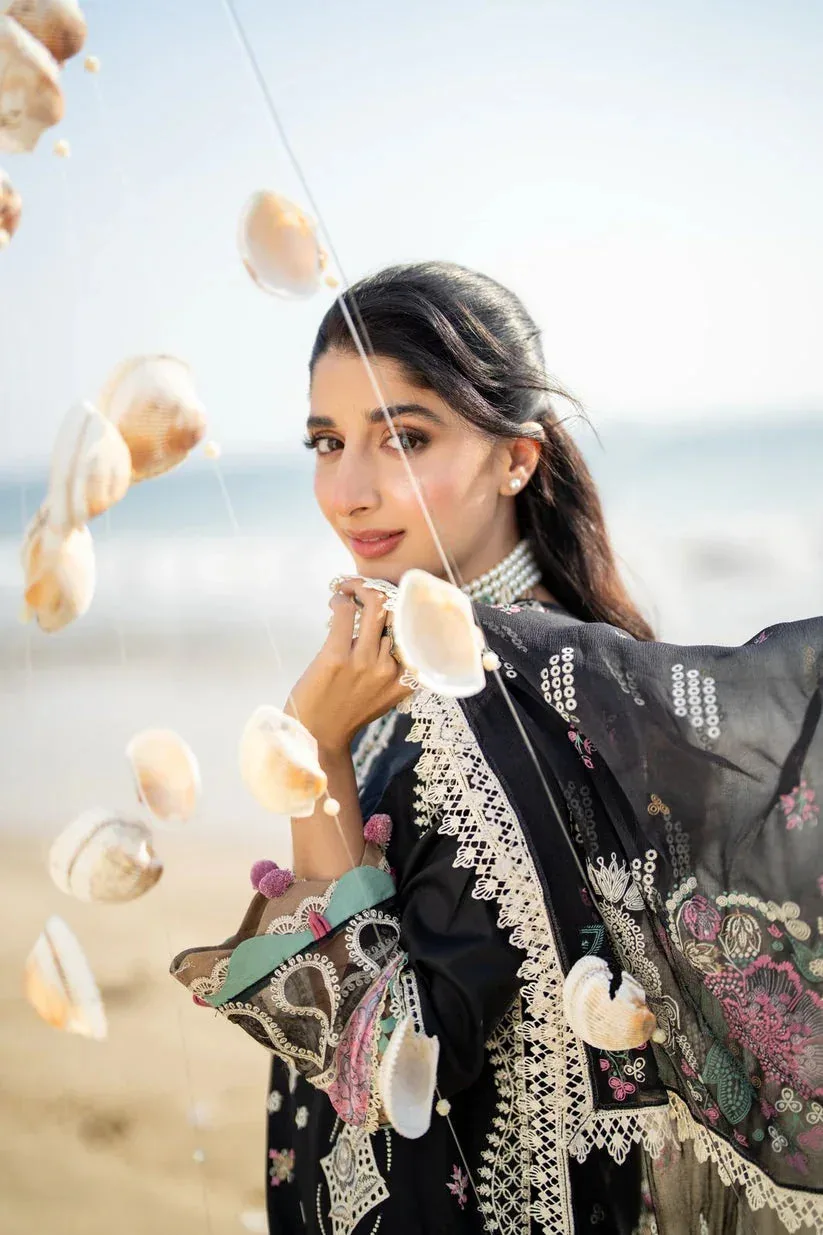 Aabyaan Saagar Luxury Lawn 25 Black Chiffon – view 3 – Poshaq