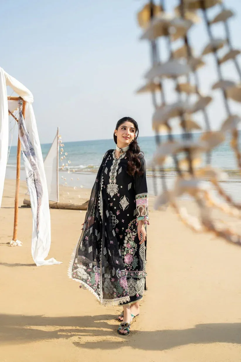 Aabyaan Saagar Luxury Lawn 25 Black Chiffon – view 4 – Poshaq