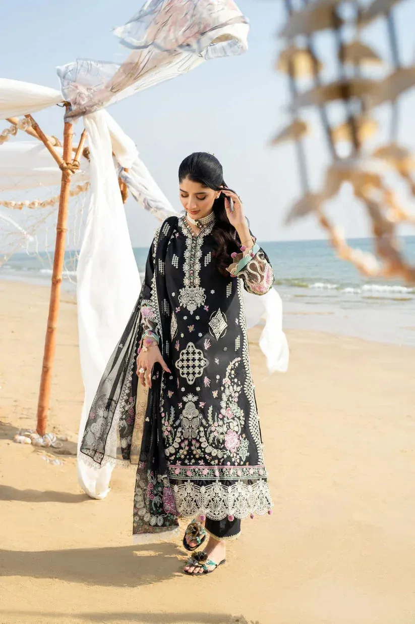 Aabyaan Saagar Luxury Lawn 25 Black Chiffon – view 5 – Poshaq