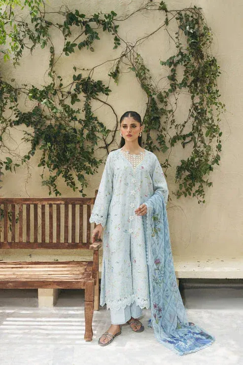 Aabyaan Shezlin Chikankari 25 Ice Blue Chiffon – view 1 – Poshaq