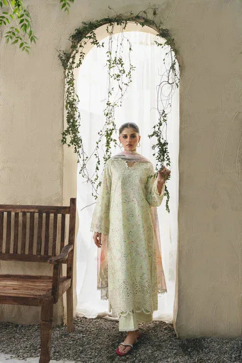 Aabyaan Shezlin Chikankari 25 Lime Silk – view 1 – Poshaq