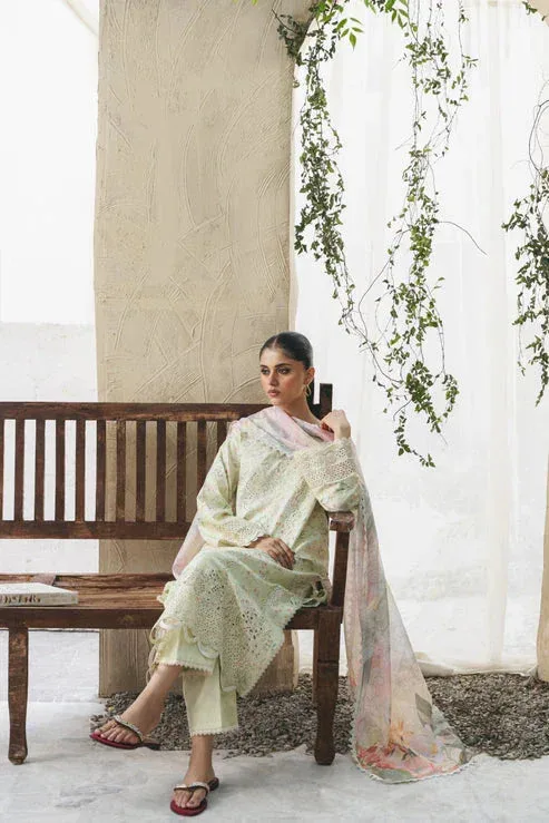 Aabyaan Shezlin Chikankari 25 Lime Silk – view 4 – Poshaq
