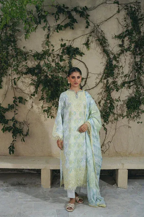 Aabyaan Shezlin Chikankari 25 Pastel Blue Jacquard – view 1 – Poshaq