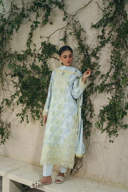 Aabyaan Shezlin Chikankari 25 Pastel Blue Jacquard – view 4 – Poshaq
