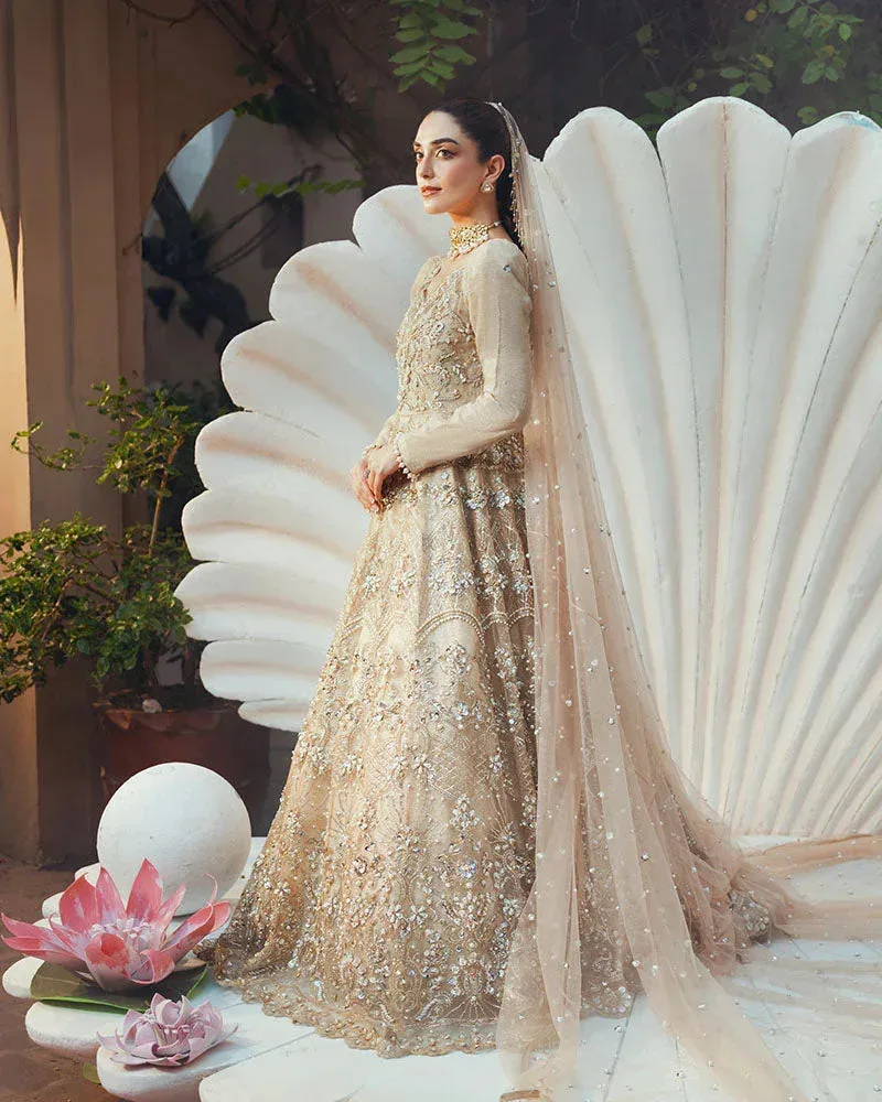 Ain Naulakha Wedding Festive 24 Beige Viscose – view 2 – Poshaq
