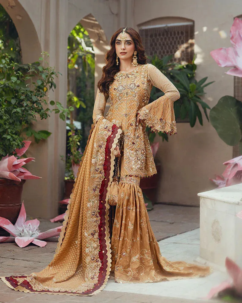 Ain Naulakha Wedding Festive 24 Mustard Yellow Chiffon – view 1 – Poshaq