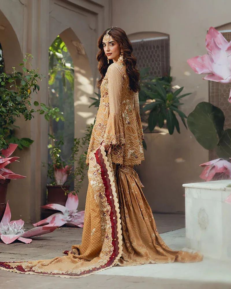 Ain Naulakha Wedding Festive 24 Mustard Yellow Chiffon – view 2 – Poshaq
