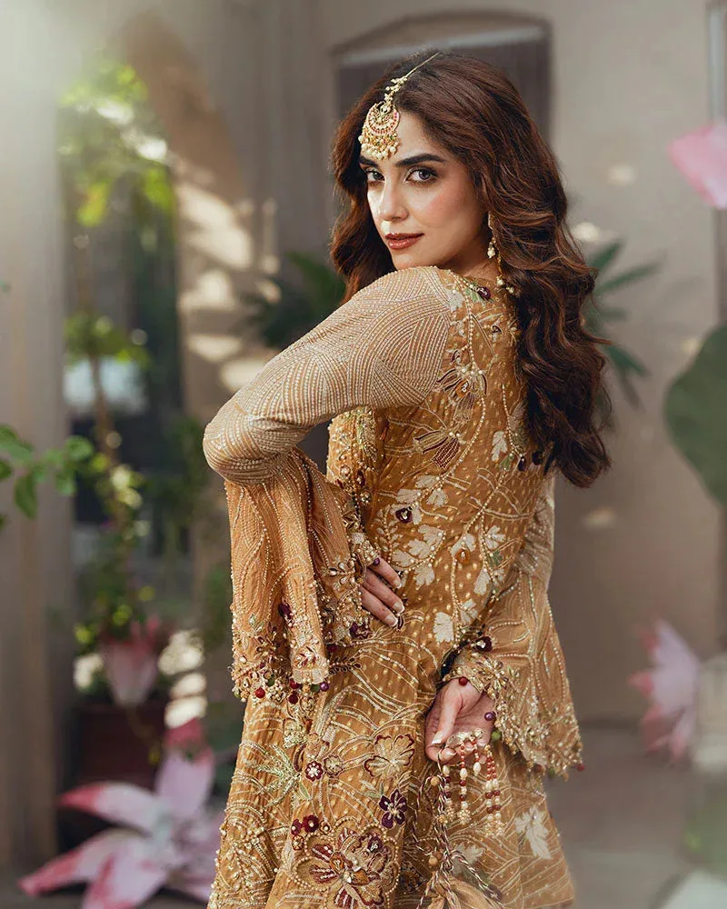 Ain Naulakha Wedding Festive 24 Mustard Yellow Chiffon – view 3 – Poshaq