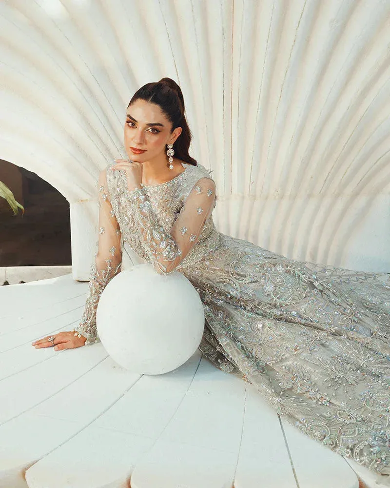 Ain Naulakha Wedding Festive 24 Light Gray Organza – view 5 – Poshaq