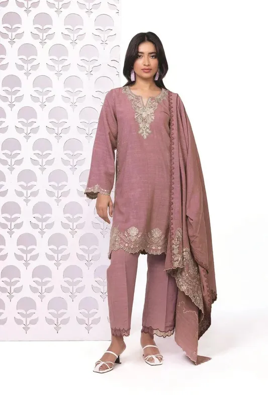 Khaadi My Winter Mood Dusty Pink Organza – view 1 – Poshaq