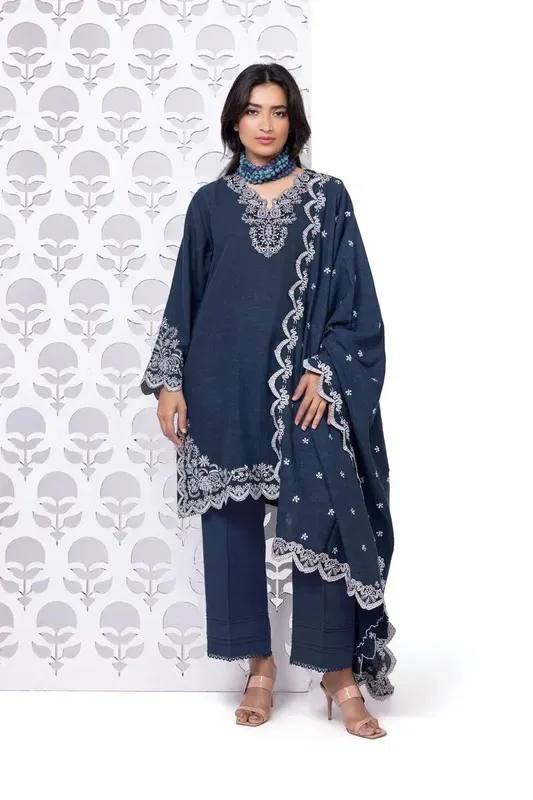 Khaadi My Winter Mood Navy Blue Organza – view 1 – Poshaq