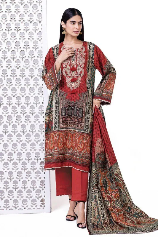 Khaadi My Winter Mood Deep Red Khaddar – view 1 – Poshaq