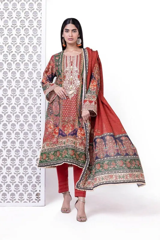 Khaadi My Winter Mood Deep Red Khaddar – view 1 – Poshaq