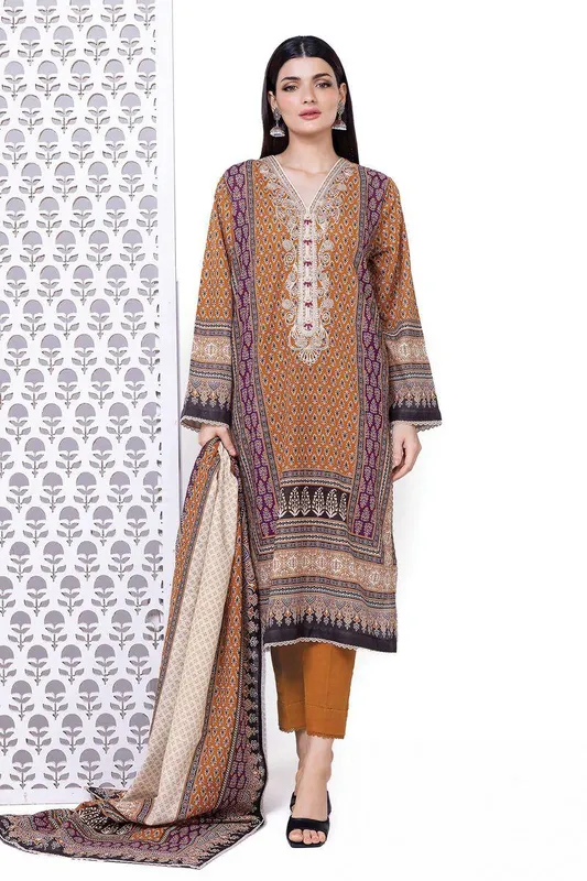 Khaadi My Winter Mood Mustard Brown Khaddar – view 1 – Poshaq