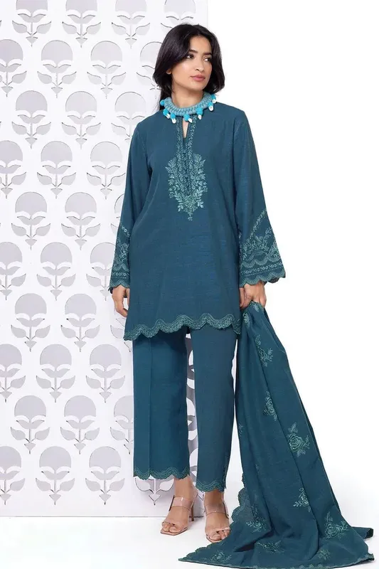 Khaadi My Winter Mood Teal Blue Khaddar – view 1 – Poshaq