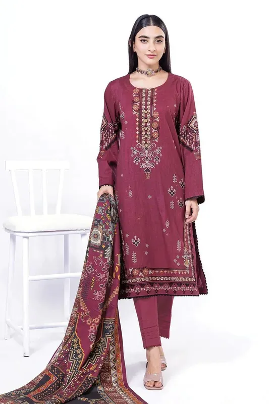 Khaadi My Winter Mood Wine – view 1 – Poshaq