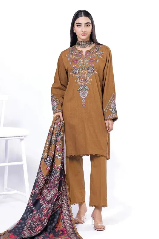 Khaadi My Winter Mood Mustard Brown – view 1 – Poshaq