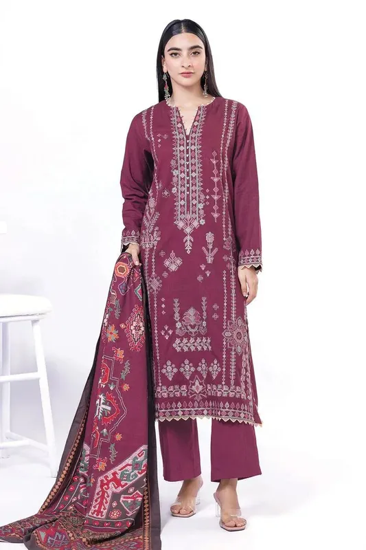 Khaadi My Winter Mood Wine – view 1 – Poshaq