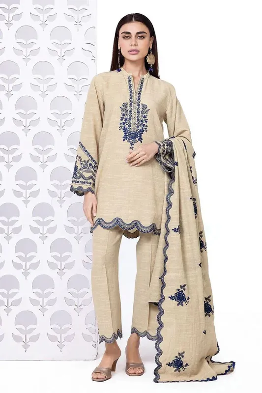Khaadi My Winter Mood Ivory Khaddar – view 1 – Poshaq