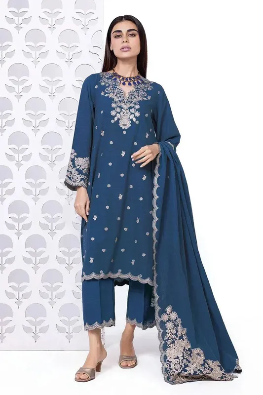 Khaadi My Winter Mood Deep Teal Organza – view 1 – Poshaq