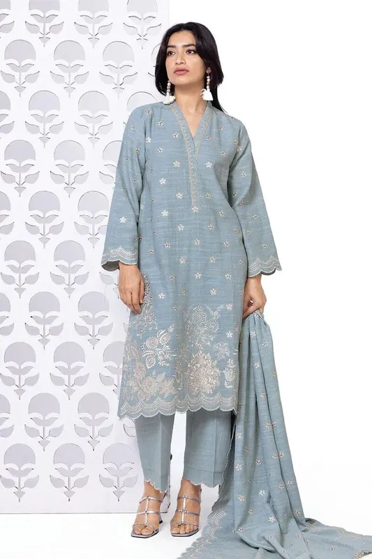 Khaadi My Winter Mood Pale Sky Blue Khaddar – view 1 – Poshaq