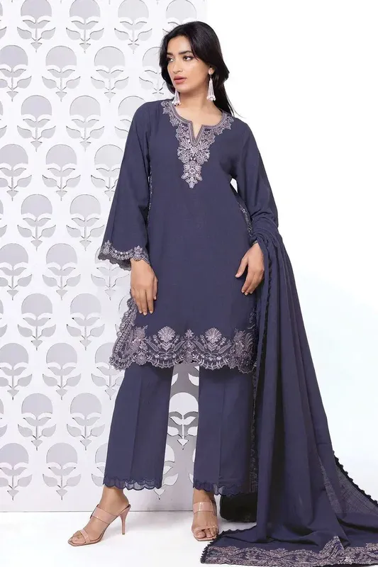 Khaadi My Winter Mood Dark Lavender Organza – view 1 – Poshaq